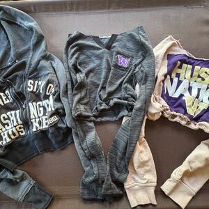 Washington Huskies Crop Sweatshirts Bundle of 3 Small